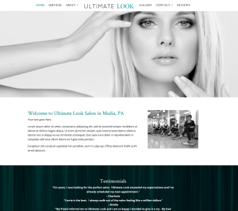 Salon website design for Ultimate Look Salon home page